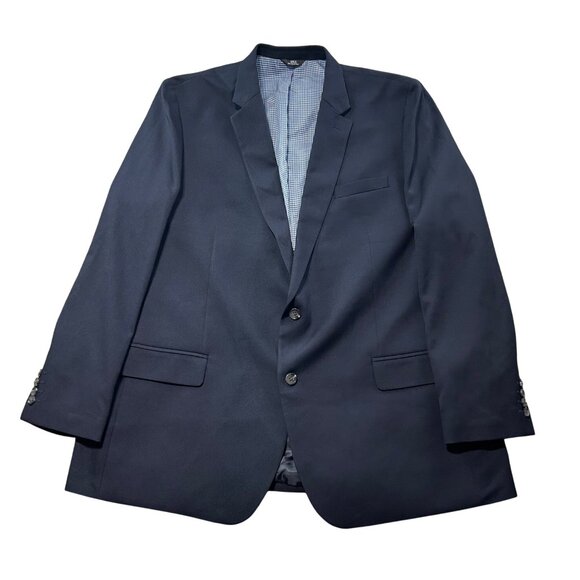 Haggar In Motion Tailored Fit Navy Blazer Mens Size 52L Polyester Blend - Picture 1 of 11